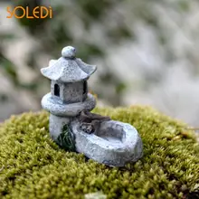 Статуэтки, микро пейзаж пруд башня Ретро садовая Статуэтка декора ремесла Красивые смолы дворовый бонсай мини-игрушки Реалистичные