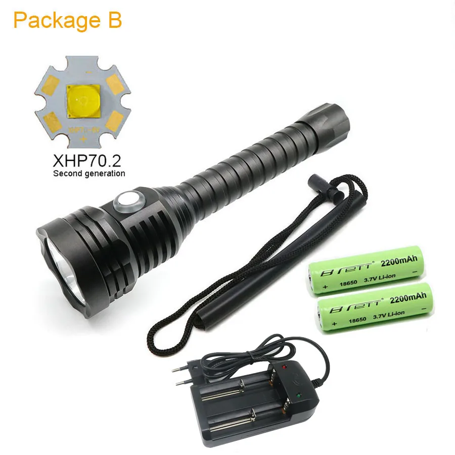 Светодиодный фонарик для дайвинга CREE XHP70.2 светодиодный фонарь 4000 люмен светодиодный фонарь для подводной съемки 100 м водонепроницаемый тактический фонарь - Испускаемый цвет: B