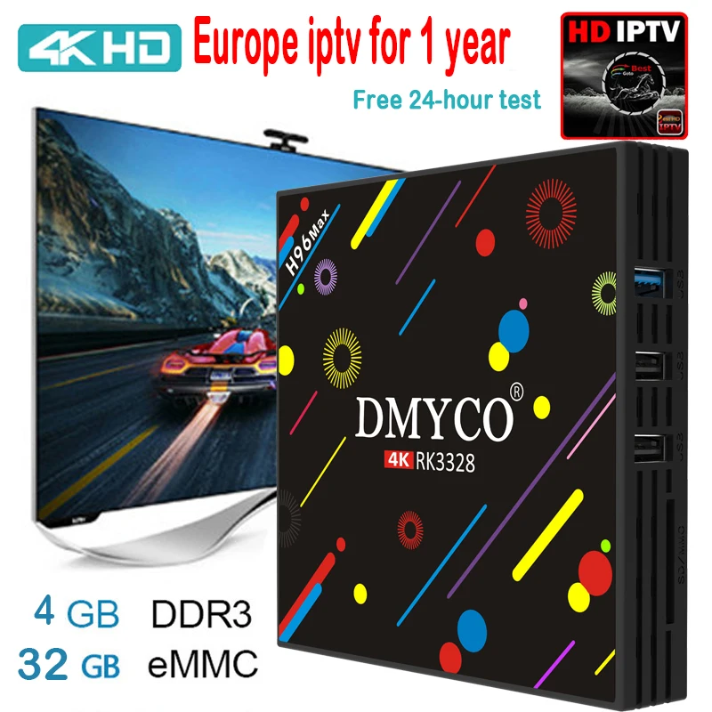 

H96 Max H2 tv box android 7.1 Rockchip RK3328 Quad Core 4G 32G 4K Smart Tv USB3.0 IPTV Media Player 1 year Italy/France iptv m3u