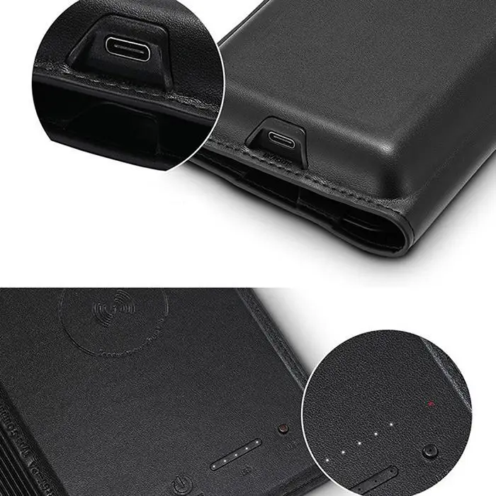 8000 мАч портативное зарядное устройство Беспроводное зарядное устройство кожаный кошелек Внешнее зарядное устройство Блок питания для iPhone Xiaomi