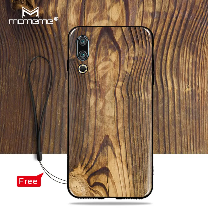 

MCMEME Case For Meizu 16s 16 s Wood grain Patterned TPU Soft Shell For Meizu 16 s 16s Case 6.2" Phone Back Cover Anti-knock