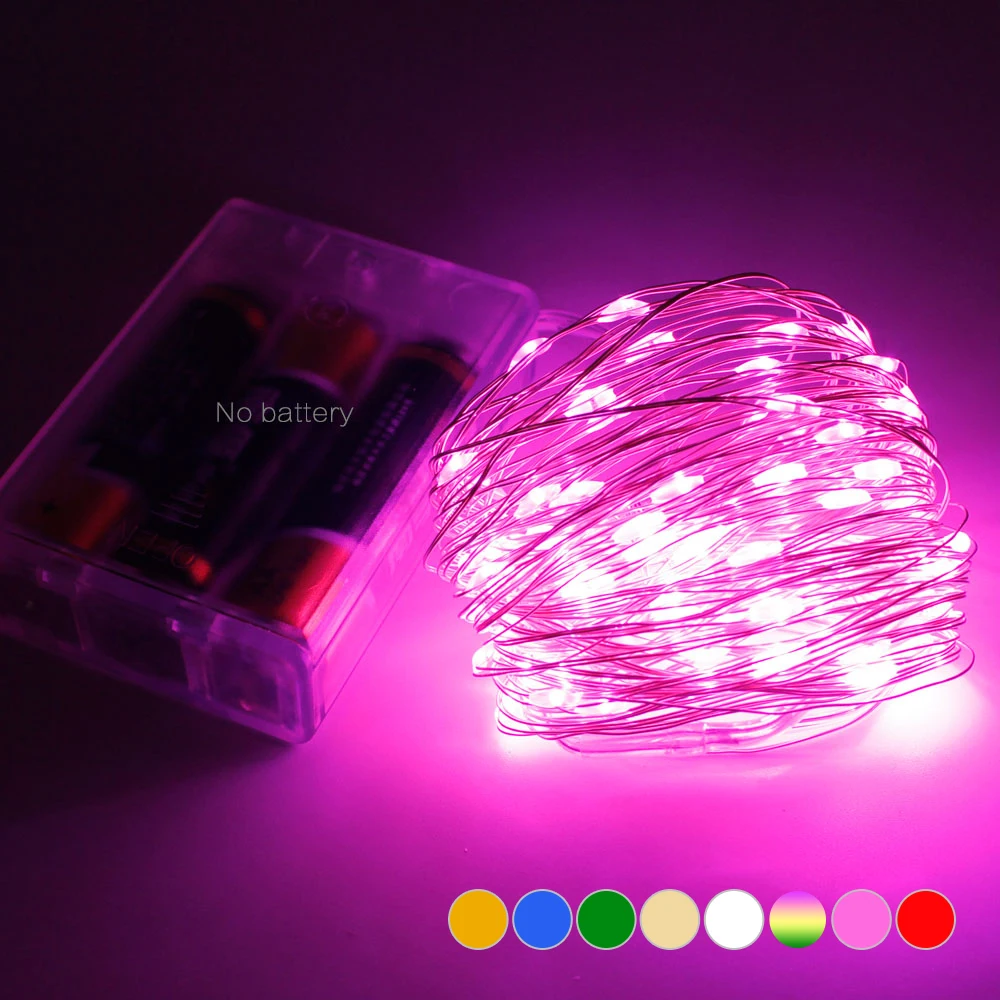 

1set 2M 5M 10M Powered by 3AA Battery Decorative LED Copper Wire Fairy String Lights for Christmas Holiday Wedding and Parties
