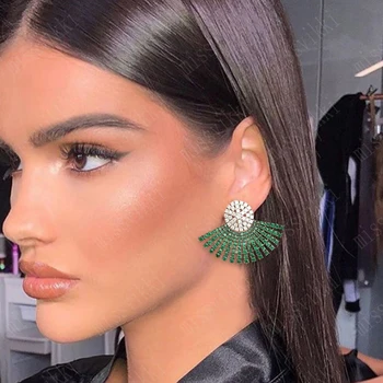 

missvikki boucle d'oreille femme 2019Earrings Full Mirco Paved Cubic Zirconia Shiny Stud Earrings Women Bride Wedding Party Show