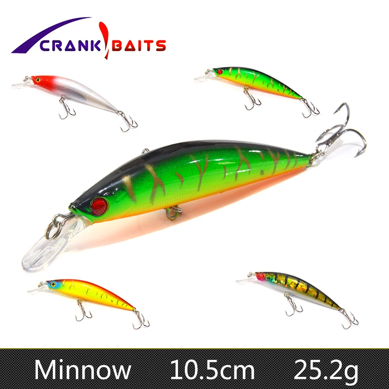 

CRANK BAITS Minnow Fishing Lure Hard Artificial Bait 3D Eyes 10.5cm 25.2g Wobblers Crank Topwater Plastic Baits Fish Pesca YB508
