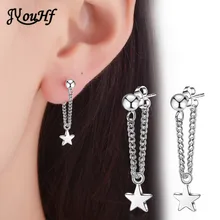 ФОТО jyouhf new 925 sterling silver stud earring women jewelry classic star pendant with ear wire chain earrings for women party gift