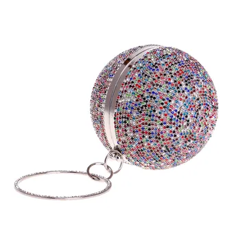 

Golden Evening Clutch Bag Women Bags Wedding Shiny Handbags Bridal Metal round ball Clutches Bag Chain Shoulder Bag#35