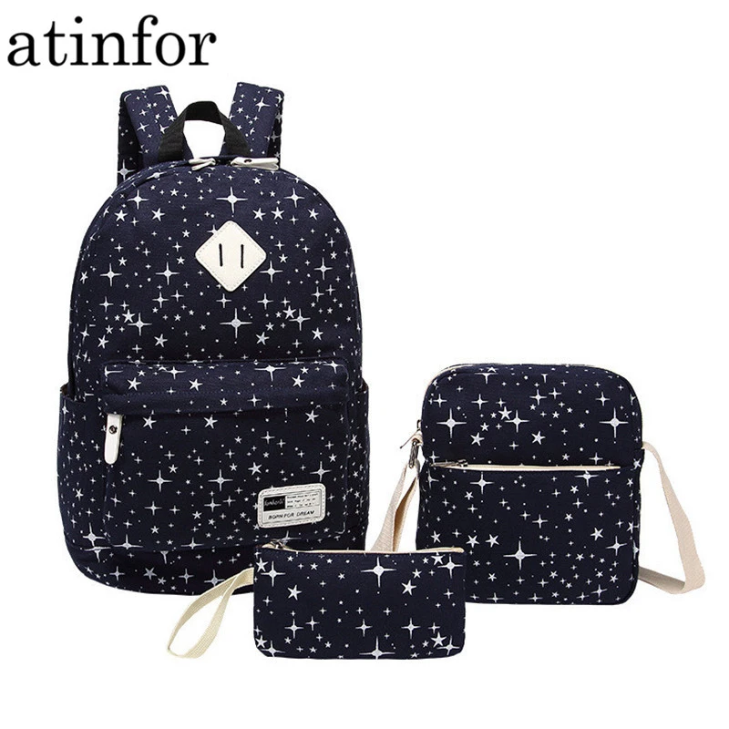 Mochila con estampado de estrellas mujer, bolsa de lona para ordenador portátil, escolar, para adolescentes|star backpack|schoolbag backpackbackpack for teenagers - AliExpress