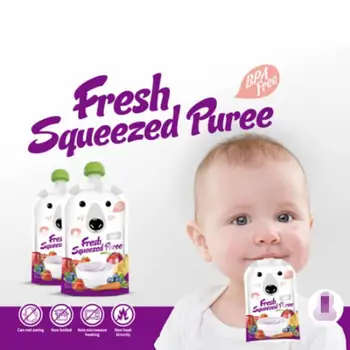 

1 PC Cartoon 200ML Kids Food Storage Bag Breast Milk Bag Reusable Baby Food Pouch Infant Double Zipper Feeding Bags