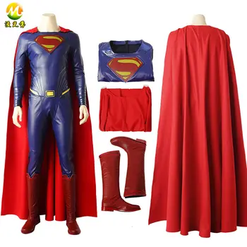 

Justice League Superman Cosplay Costume Clark Kent Superman Cosplay Jumpsuit Superhero Cloak Halloween Costume Men Custom Made