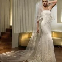 3.0 м фаты глава длинные однослойных тюль фата на мантилья собор кружева край фата с расческой V801