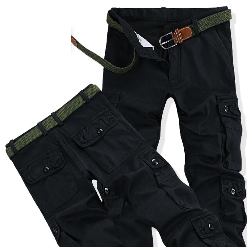 Мужские плотные теплые зимние штаны для мужчин, ветрозащитные брюки-карго, повседневная верхняя одежда, брюки с карманами, модные мешковатые рабочие штаны 102101