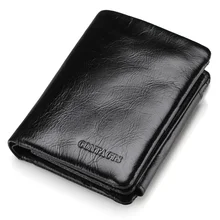 Men Wallet New Design Trifold Wallets Fashion Purse Card Holder Wallet Man Genuine Leather With Zipper Coin Pockets N1002