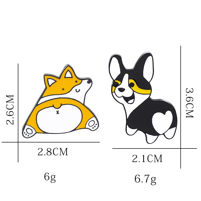 Креативная брошь в виде собаки корги, Женская булавка для воротника на шляпу, мужские куртки, значок на рюкзак, высокое качество, эмалированная металлическая брошь, ювелирное изделие