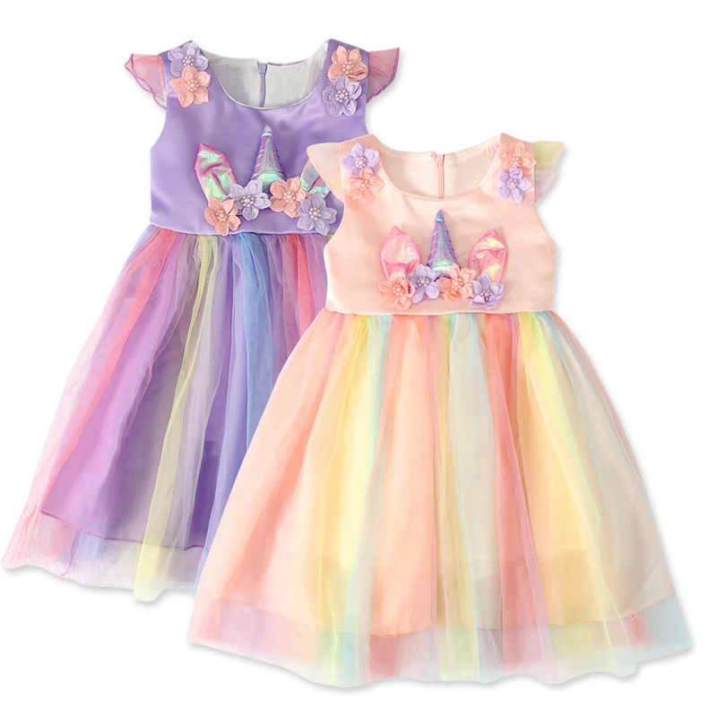 Fashion New 2-6Yrs Fancy Baby Girls Clothing Fairy Unicorn Dress for Unicornio Infantil Child Costume Kids Dresses | Детская одежда и