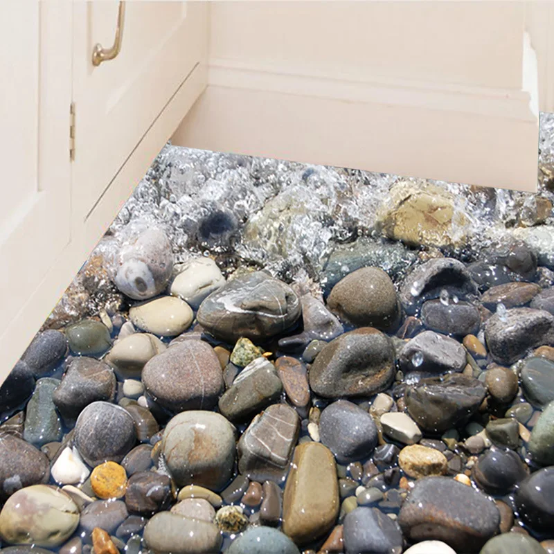 Креативные 3D пляжные камни волны наклейки на стену домашний Декор Гостиная Спальня Ванная комната наклейки на пол Искусство Diy самоклеющаяся пленка