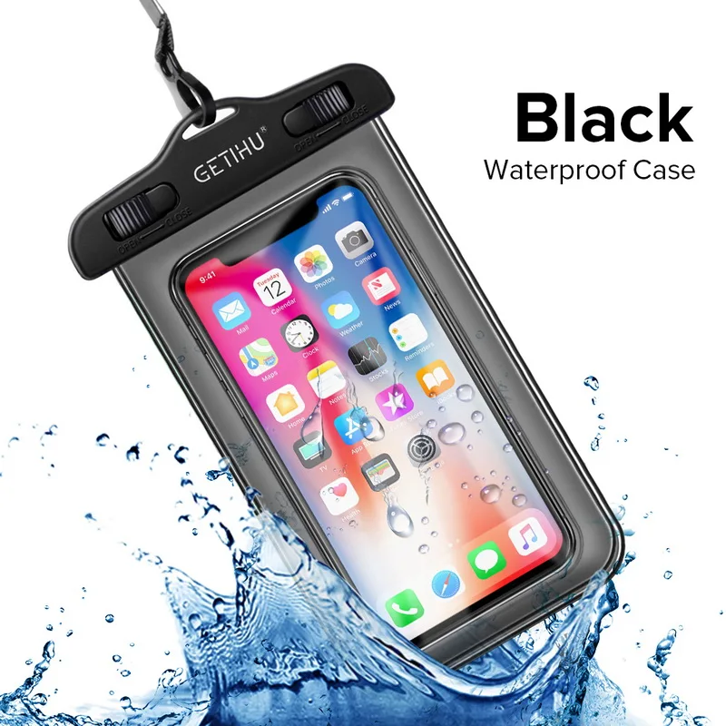 GETIHU герметичный водонепроницаемый чехол для телефона для iPhone XS MAX 6 6s Plus samsung S10 Edge S9 S8 S7 Plus мобильный чехол для телефона - Цвет: Black