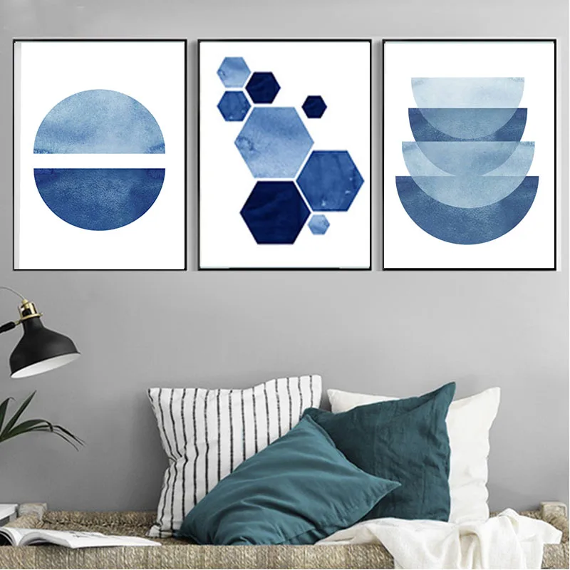 Abstract Prints Blue Wall Watercolor Paintings Indigo Navy ...