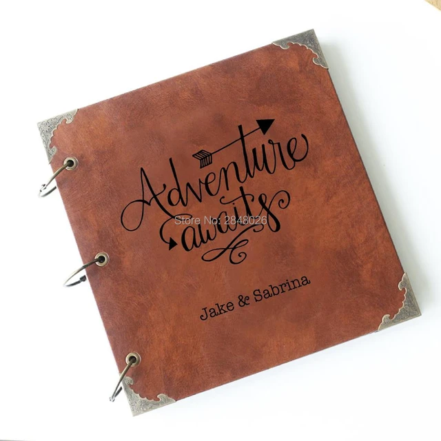 50 Pages Adventure Awaits Personalized Engraved Leather Photo Album,custom  Wedding Guest Book, Arrow Photo Album - Photo Albums - AliExpress