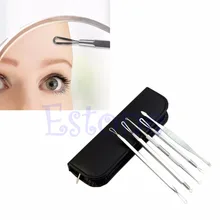 5pcs Stainless Steel Blackhead Pimple Blemish Acne Extractor Remover Tool Kit