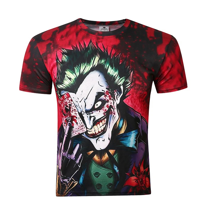 

BIANYILONG Brand clothing New Fashion Men/women T-shirt 3d cartoon Joker with poker digital print Tees Summer Tops T Shirt M-5XL