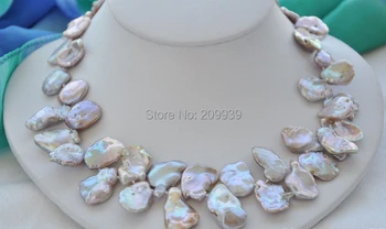 

huij 002606 Huge 17" LAVENDER lamina KESHI REBORN PEARL NECKLACE