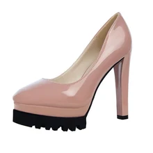 2017 spring autumn period Europe United States patent P U pointed high thick lighter shoes waterproof joker female Single shoes