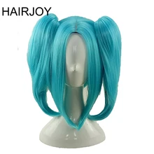 HAIRJOY синтетические волосы Хацунэ Мику зеленый парик для косплея Средний прямой двойной конский хвост