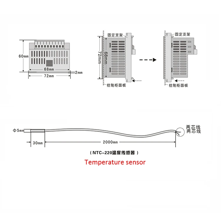 AC 90-250 V 0 ~ 120'C 3 светодиодный цифровой дисплей BF-200A + цифровой панельный термостат с датчиком температуры контроллер температуры