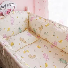 Промо-акция! 6 шт/лот; Постельное белье хлопок комфортные ощущения детские кроватки(бамперы+ лист+ наволочка