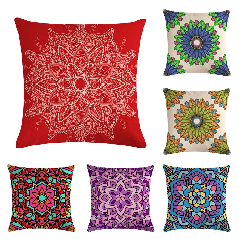 Indian Mandala Print Floor Bohemian Throw Sofa Pillows Case Cushions Cover Decor