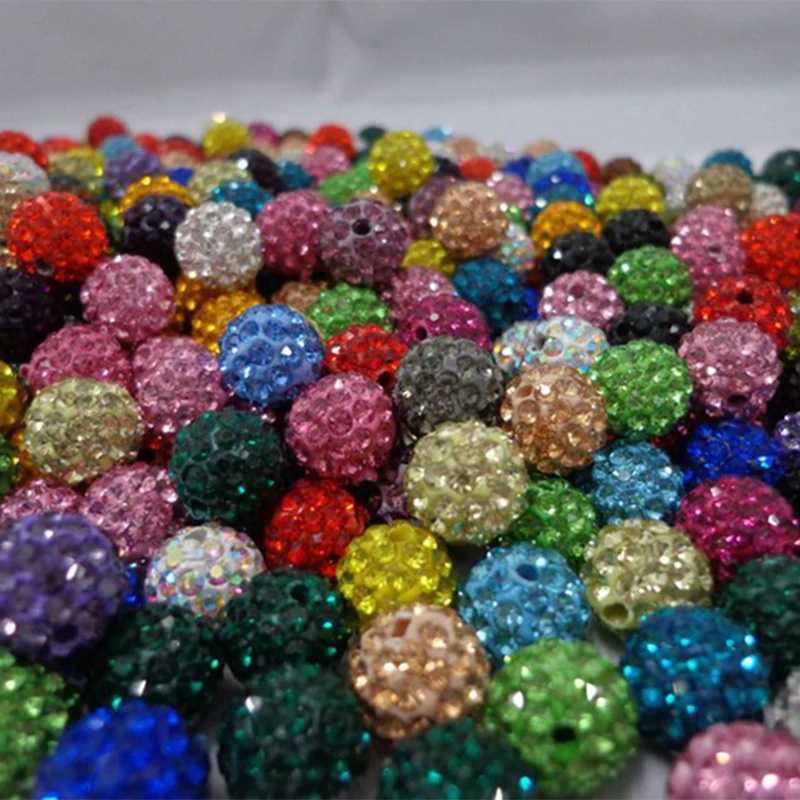 

AENINE 6 Rows DIY Rhinestone Beads Jewelry Cubic Zirconia Crystal Beads 10mm Micro Pave CZ Disco Ball Beads Mix Colors 10Pcs/Set