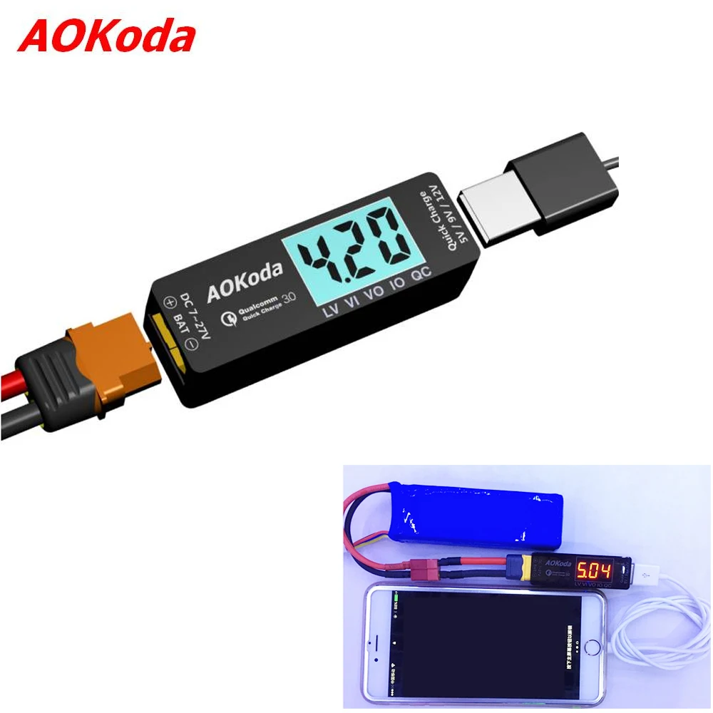 AOKoda Lipo vers USB convertisseur de puissance QC3.0 adaptateur chargeur rapide pour Smartphone tablette PC de haute qualité