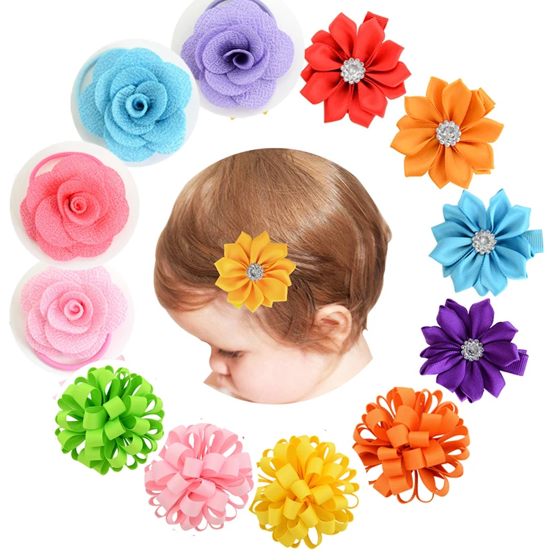 

Girls Flower Fabric Hair Accessories Korean Multi-layer Three-dimensional Charming Big Rose Elastic Hair Bands Rubber Hair Ties