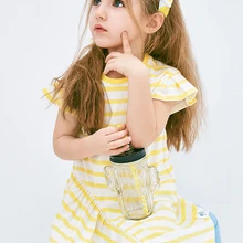 MinibalabalaGirls/платье; Новинка г.; летние детские длинные платья для девочек; детская одежда в полоску из мягкого хлопка