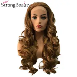 StrongBeauty синтетические волосы на кружеве парик с длинными кудрявыми волосами натуральный Искусственные парики