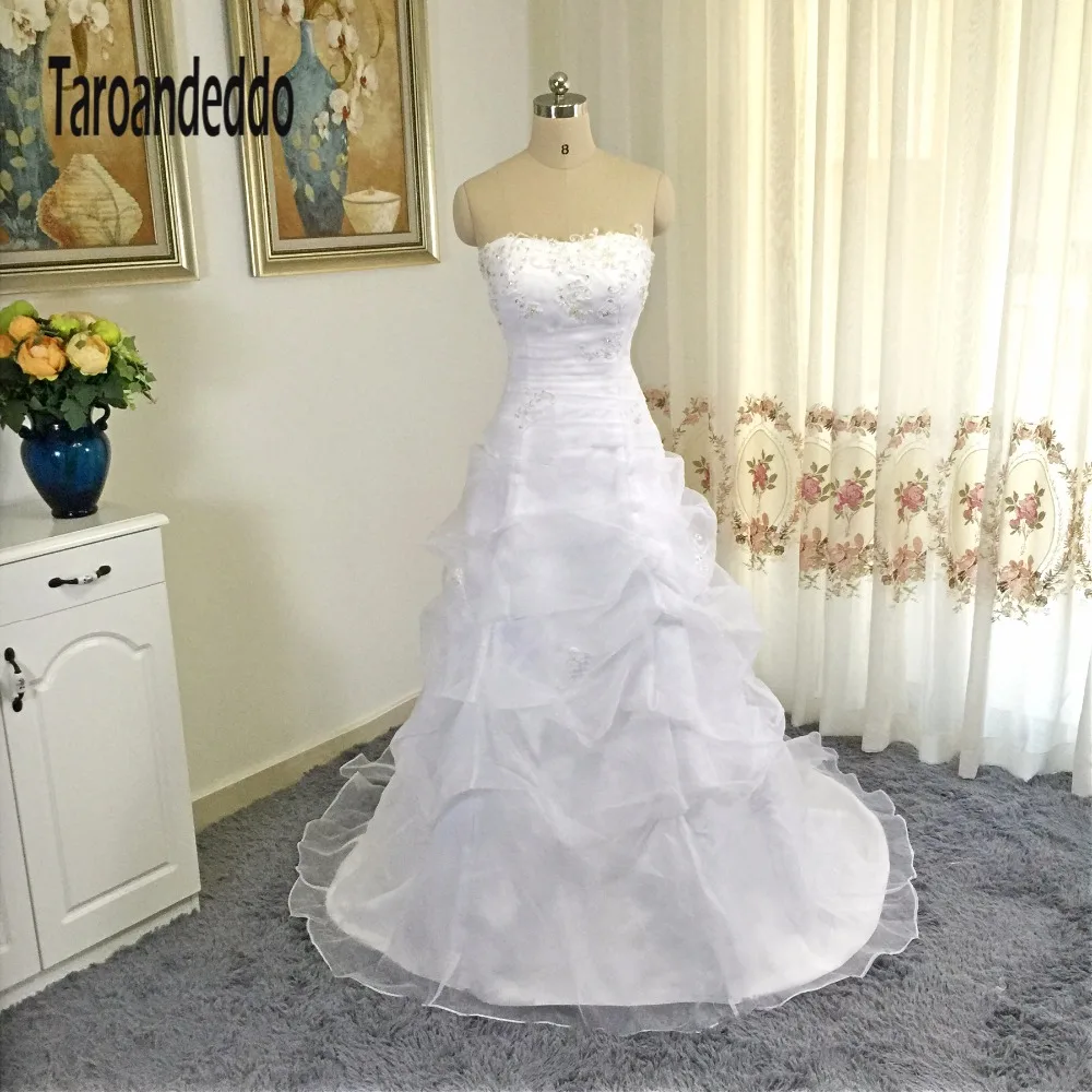 Buy Pick Up Organza Draped Wedding Dress with Beaded