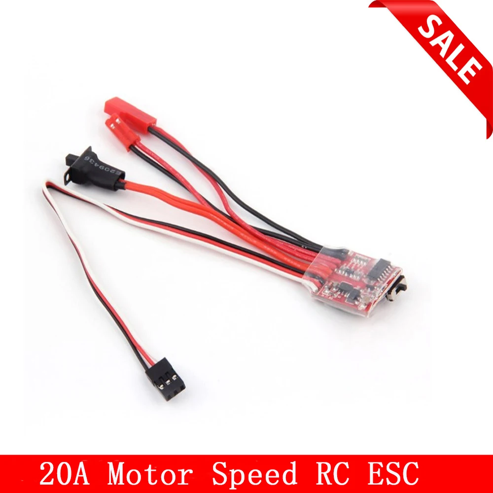 

20A Motor Speed RC ESC 2KHz Forward Backward Brush Brake RC 2S for Controller Boat Car Prototank Top Regulator