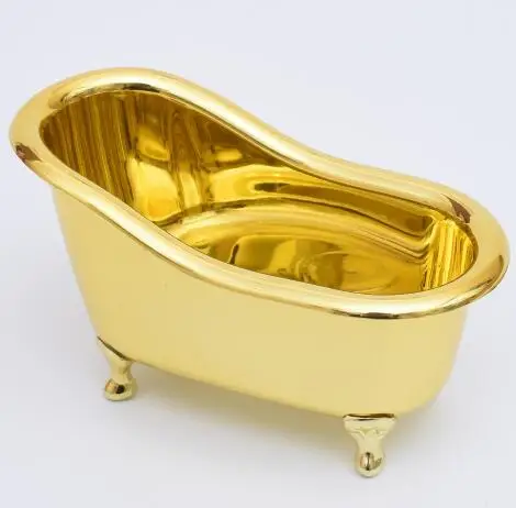 1 шт. аксессуары для ванной комнаты Мини Ванна белый ящик для хранения мыла зубная щетка зубная паста Индукционная коробка для хранения еды для перекуса d5 - Цвет: Gold