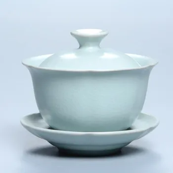 

130ml Ru kiln tea gaiwan Porcelain gaiwan single pottery Ceramic Kung Fu Tea maker household tea pot Tea Infusers