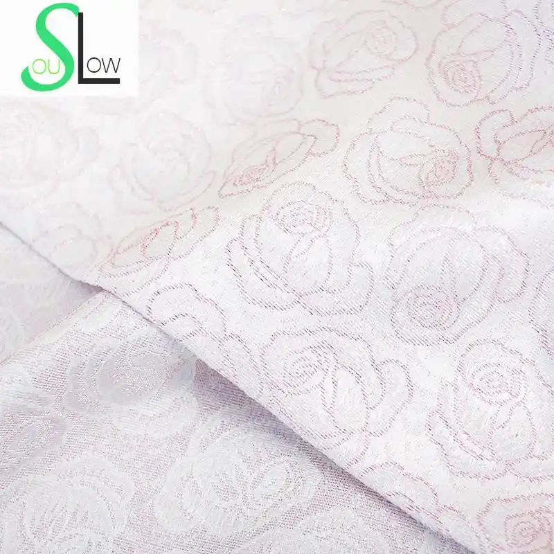 Slow Soul Pink Gold Rose Curtain Jacquard Europe Floral Curtains