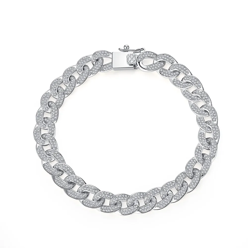 

Luxury Punk Paved Cubic Zirconia Delicate Cuban Link Chain Bracelet&bangles For Women Exquisite Party Jewelry Gifts