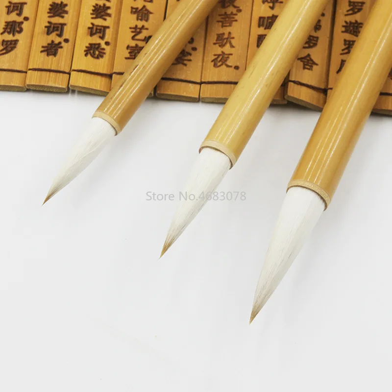 

3Pcs Pure Woolen Hair Chinese Writing Pen Calligraphy Brush Set Small Regular Script bursh For Art Drawing Painting Supplies