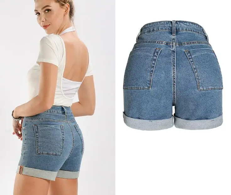 Cultiseed женские летние повседневные джинсовые шорты для женщин эластичные однотонные джинсы с отворотами шорты женские большие карманы
