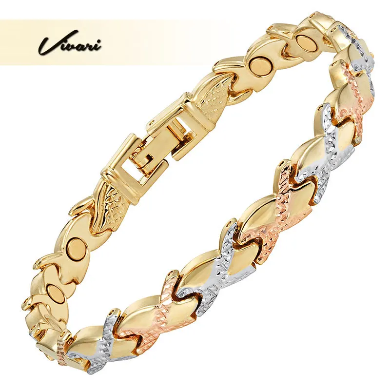 Vivari Модные женские ювелирные изделия здоровый браслет из цепочек крест геометрический узор сплав золотой цвет роскошный магнитный браслет