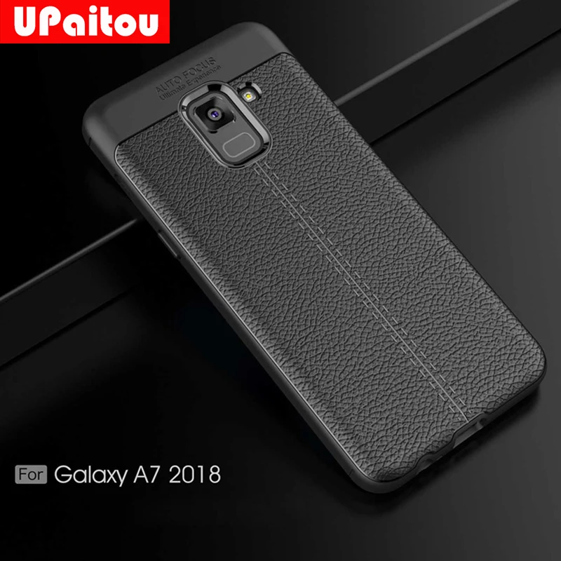 UPaitou Мягкий чехол из ТПУ для Samsung Galaxy A7 2018 кожаный с текстурой силиконовый