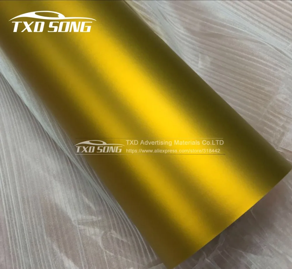 Buy 1.52*20m/Roll Gold yellow matte chrome car film