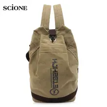 Drawsting Canvas Bucket Bags Backpack Outdoor Sports Rucksack Vintage Men Travel School Backpacks Bag Sac De