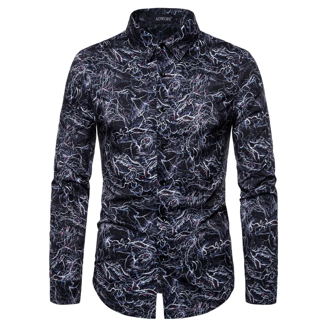 

YS019 New Fashion Self-cultivation Digital Printing Trend Long-sleeved Shirts Young Men's Shirts