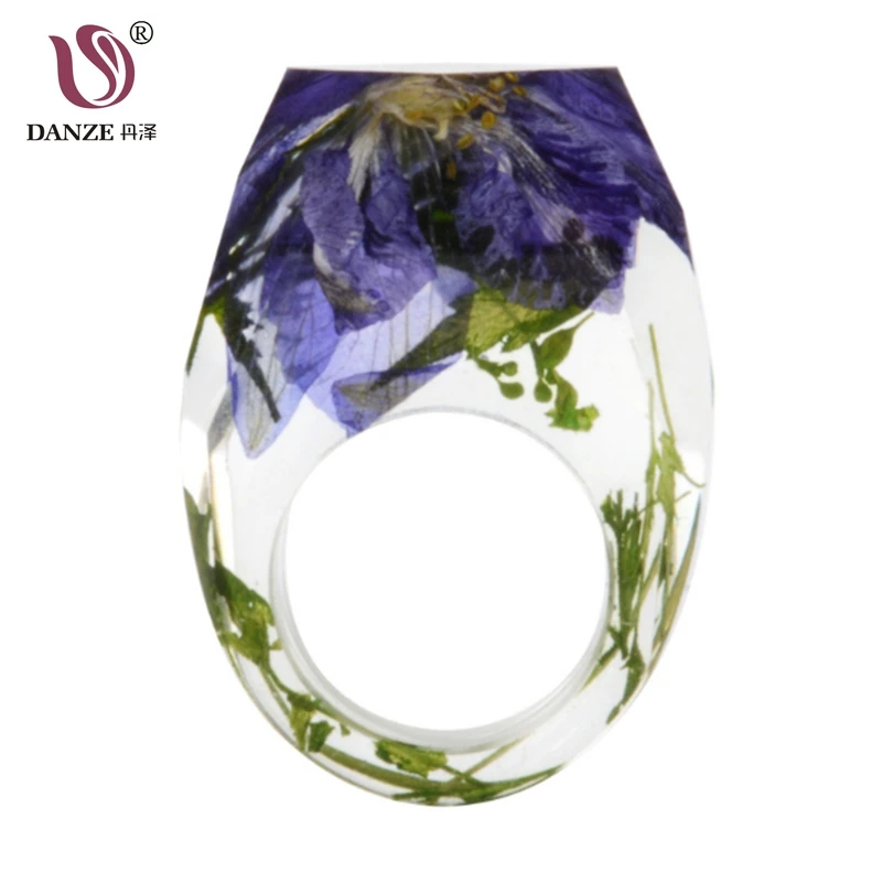 

DANZE DIY Dried Flower Magic Wood Ring 2018 Bohemia Party Resin Rings For Women Fashion Jewelry Dropshipping & Wholesale