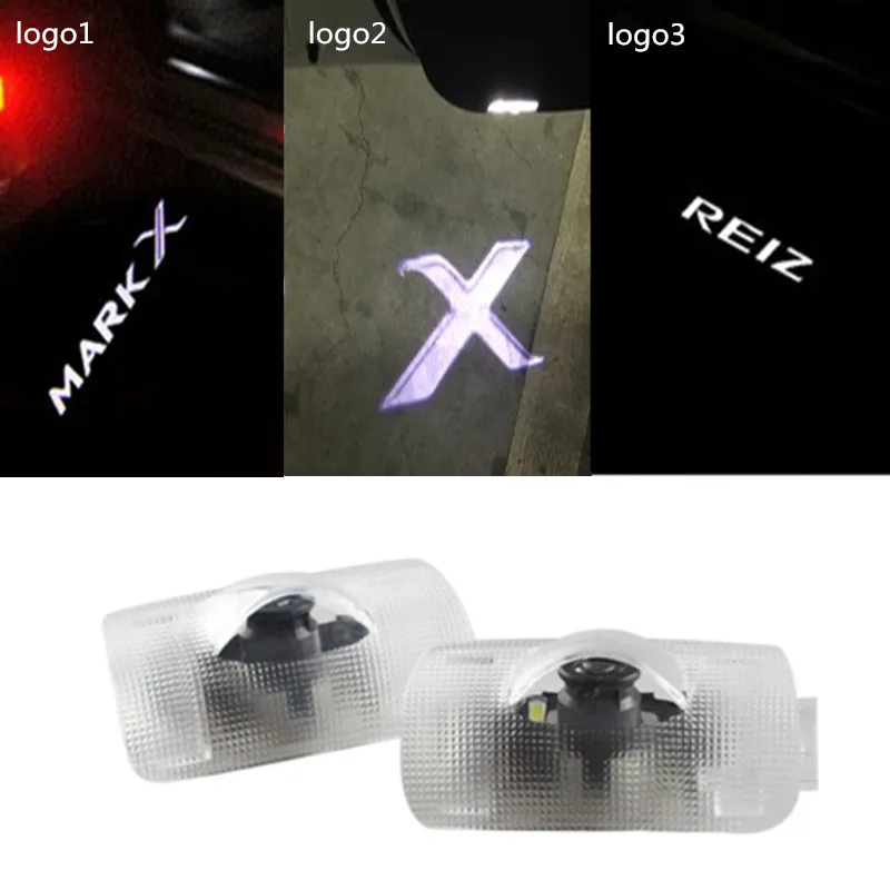 2X LED باب السيارة مرحبا ضوء شبح ظل ضوء شعار العارض لتويوتا مارك X Reiz 2006-2017 سيارة -التصميم